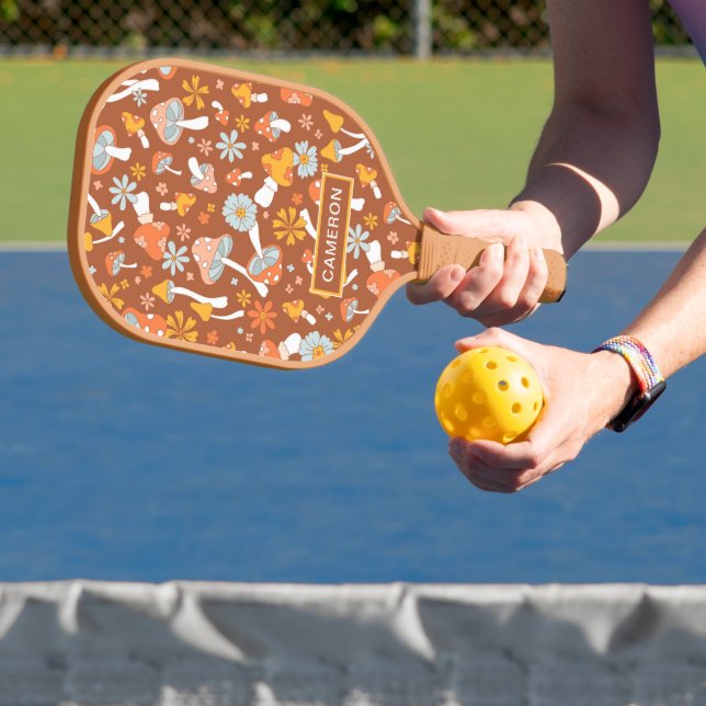 Raquette De Pickleball Motif de fleurs de champignons Vintages rétro (Insitu)