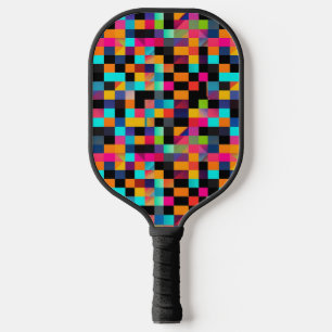 Raquette De Pickleball Motif de formes géométriques vives et colorées