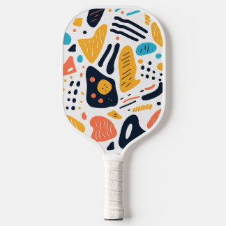 Raquette De Pickleball Motif de formes organiques de style Memphis abstra