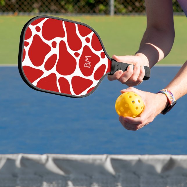 Raquette De Pickleball Motif de girafe abstraite rouge et blanche (Insitu)