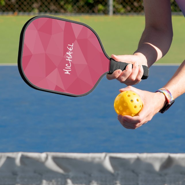 Raquette De Pickleball motif de maillage géométrique rose rose clair Nom  (Insitu)