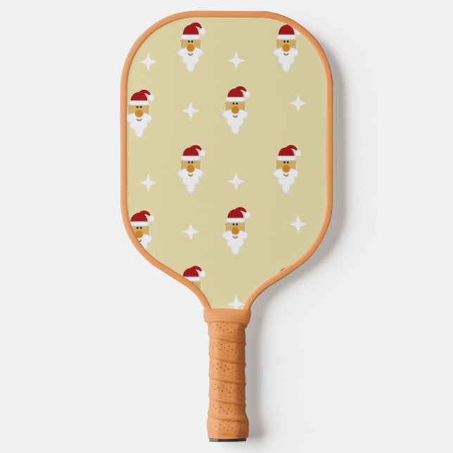 Raquette De Pickleball Motif de Noël du Père Noël sur brun (Recto)