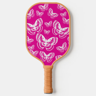 Raquette De Pickleball Motif de papillons rose et blanc