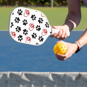 Raquette De Pickleball Motif De Pâtes, Pâtes Noires, Pâtes Rouges, Coeurs