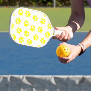 Raquette De Pickleball Motif De Pâtes, Patrouilles De Chien, Paws Jaunes