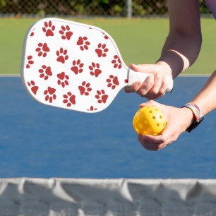 Raquette De Pickleball Motif De Pâtes, Patrouilles De Chiens, Paws Rouges