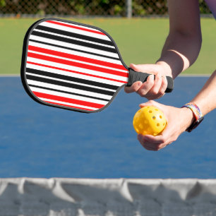 Raquette De Pickleball Motif de rayures rouges noires et blanches