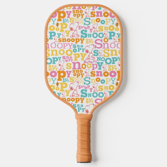 Raquette De Pickleball Motif de texte Snoopy Pastel (Recto)