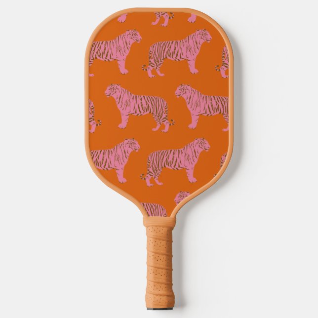 Raquette De Pickleball Motif de tigre mignon en rose et orange vif (Recto)
