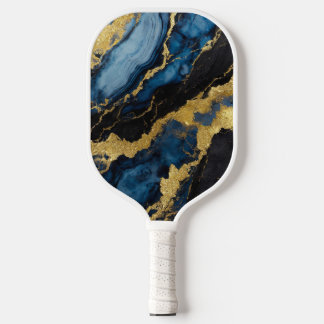Raquette De Pickleball Motif en marbre bleu avec or