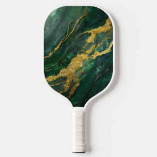 Raquette De Pickleball Motif en marbre vert avec or