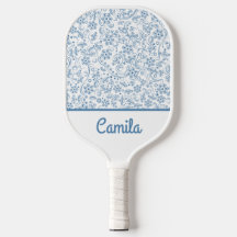 Motif floral bleu personnalisé avec nom personnali