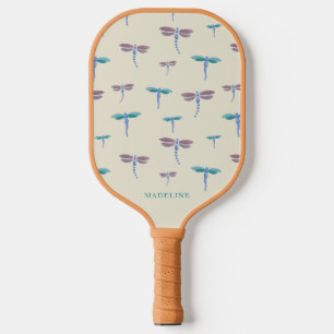 Raquette De Pickleball Motif Monogrammed Painted Dragonflies Ajouter un n