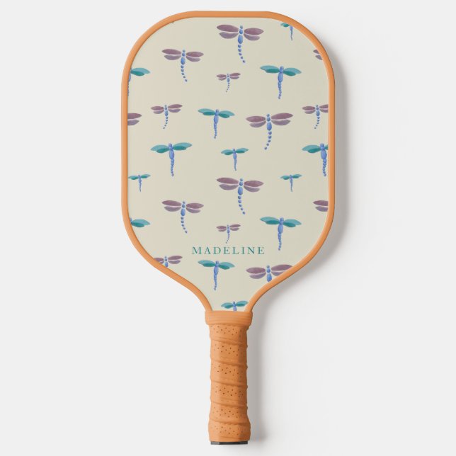 Raquette De Pickleball Motif Monogrammed Painted Dragonflies Ajouter un n (Recto)
