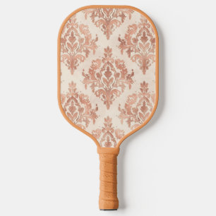 Raquette De Pickleball Motif ornemental à l'aquarelle damassé pêche chaud