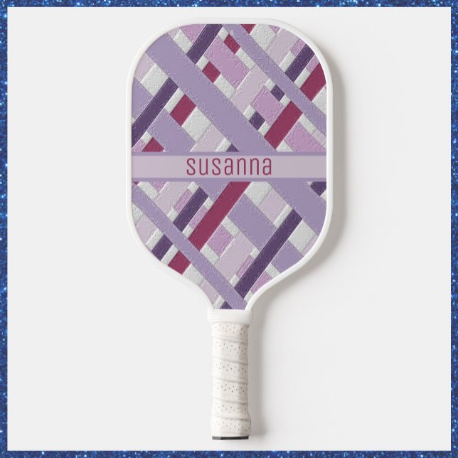 Raquette De Pickleball Motif rayé violet moderne (Créateur téléchargé)