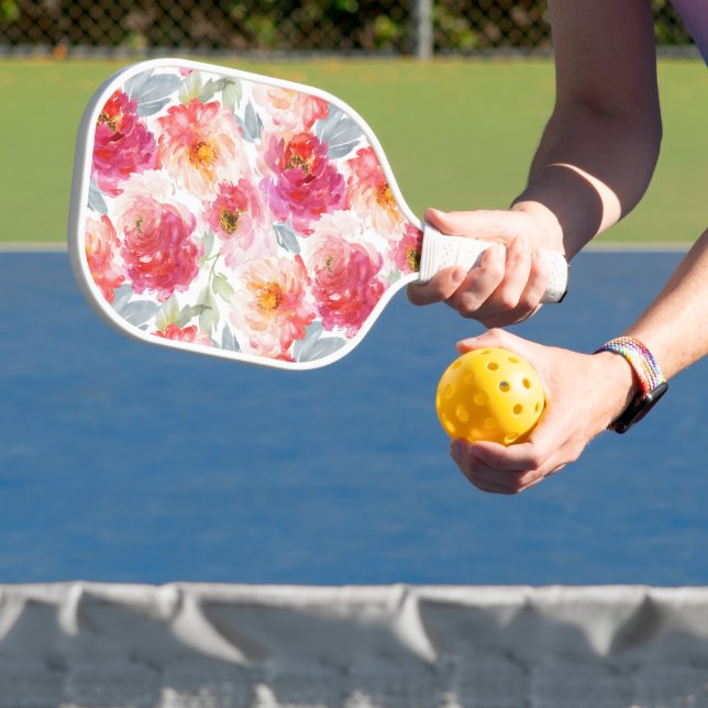Raquette De Pickleball Motif rose Aquarelle Peony (Insitu)