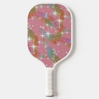 Raquette De Pickleball Motif scintillant de faux paillettes d'arc-en-ciel