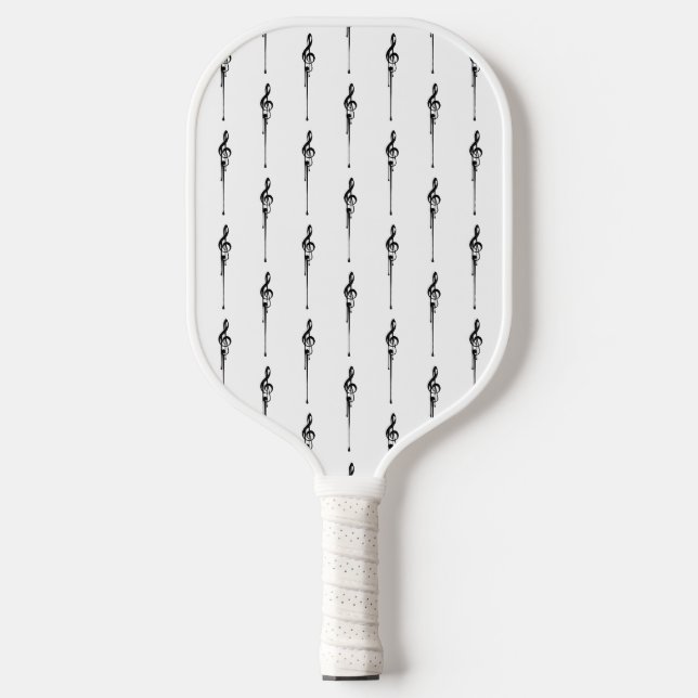 Raquette De Pickleball Musique Motif Melting Treble Clef noir et blanc (Recto)