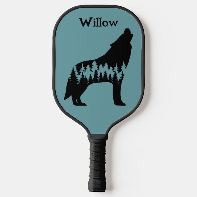 Raquette De Pickleball Nature cool Arbres extérieurs | Monogramme moderne (Verso)