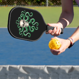 Raquette De Pickleball Nautique Kraken Pirate Crâne Vert Octopus