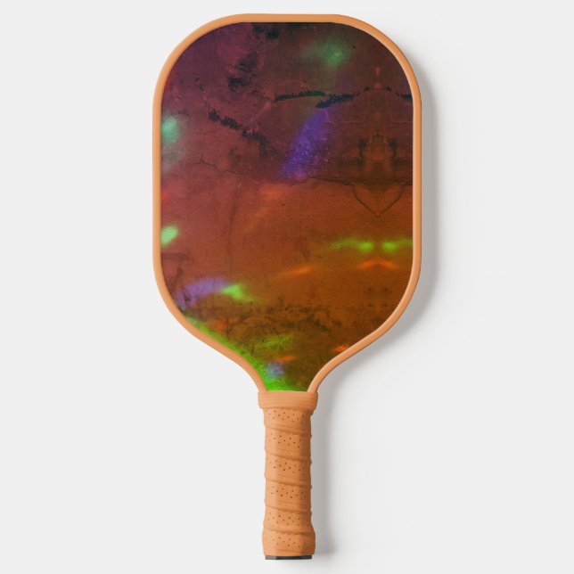 Raquette De Pickleball neon lights on cracked rock surface (Recto)