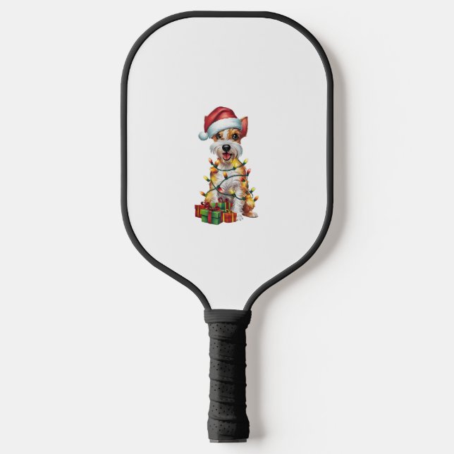 Raquette De Pickleball Noël de Noël Lumière Père Noël Silky Terrier Chien (Recto)