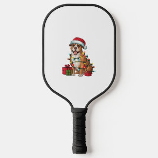 Raquette De Pickleball Noël Éclairage Santa Chapeau Boerboel Chien Noël
