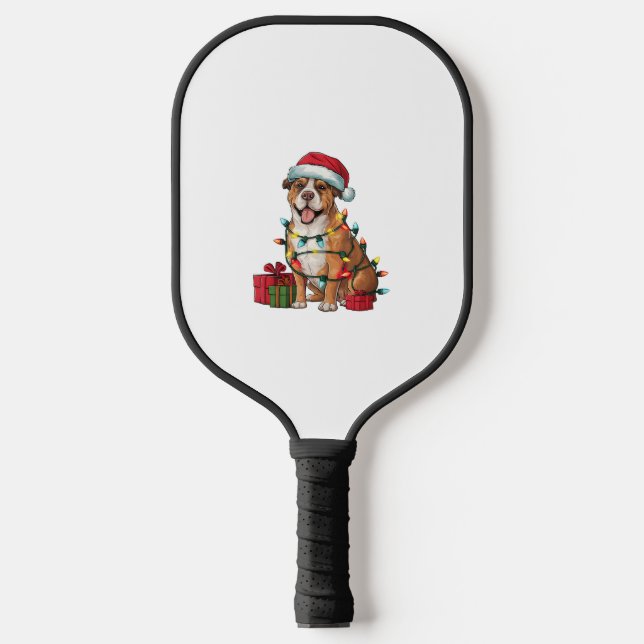 Raquette De Pickleball Noël Éclairage Santa Chapeau Boerboel Chien Noël (Recto)