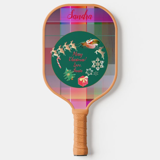 Raquette De Pickleball Noël Père Noël Reindeer Plaid Petit Noël (Recto)