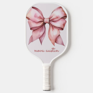 Raquette De Pickleball Nœud Rose Tendance Personnalisé Avec Nom Monogramm