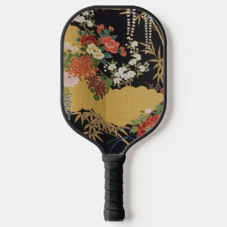 Raquette De Pickleball Noir et or traditionnel japonais Kimono floral