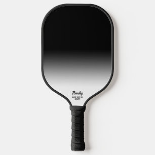 Raquette De Pickleball Noir Ombre Gradient Nom de texte personnalisé Cool