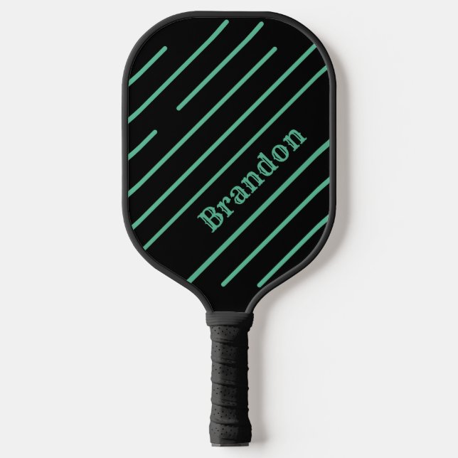 Raquette De Pickleball Noir personnalisé avec lignes Turquoises (Recto)