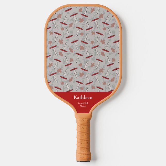 Raquette De Pickleball Nom de l'équipe/du club avec champignons d'automne (Recto)
