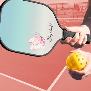 Raquette De Pickleball Nom de papillon personnalisé Monogramme