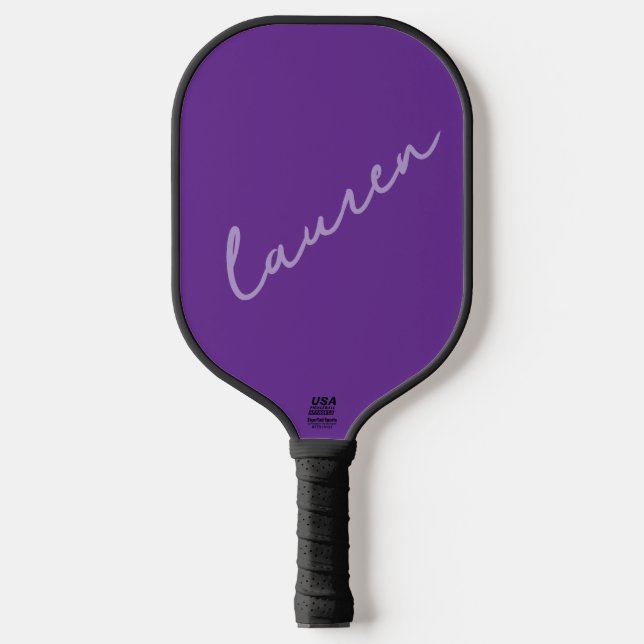Raquette De Pickleball Nom de script rose violet foncé moderne  (Recto)