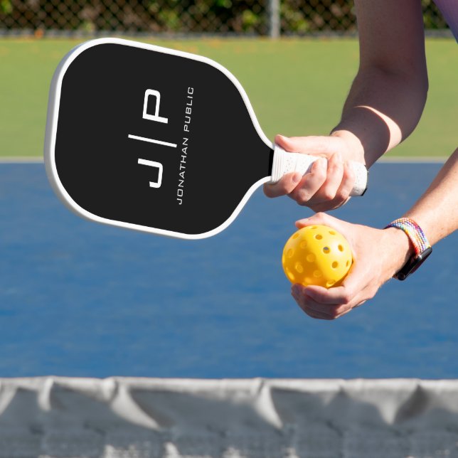 Raquette De Pickleball Nom du monogramme Modèle élégant Impression recto  (Insitu)