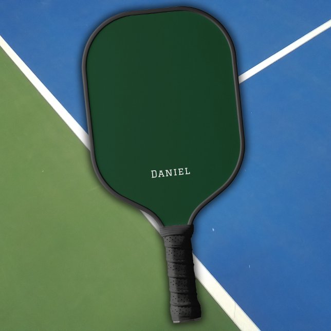 Raquette De Pickleball Nom du monogramme vert foncé moderne (Créateur téléchargé)