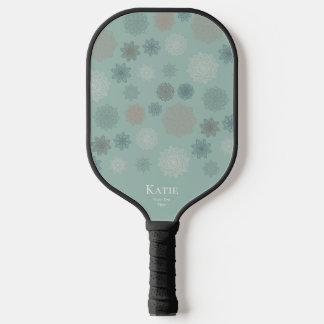 Raquette De Pickleball Nom du monogramme vert Mandala blanc