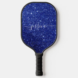 Raquette De Pickleball Nom du script de la parties scintillant bleue paga