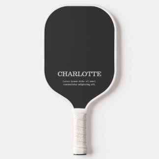 Raquette De Pickleball Nom Élégant Minimal Noir