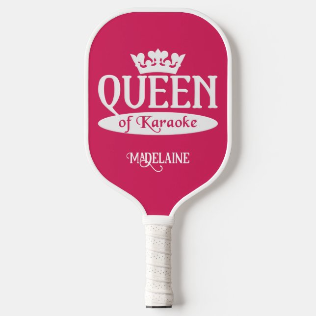 Raquette De Pickleball Nom et couleur personnalisés Reine du Karaoké (Recto)