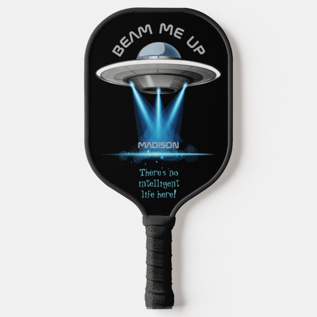 Raquette De Pickleball Nom et texte personnalisés OVNI Espace (Recto)
