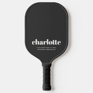 Raquette De Pickleball Nom Gras Vintage Minimal Noir