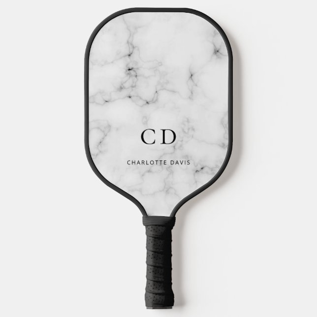 Raquette De Pickleball Nom initial du monogramme de marbre (Recto)