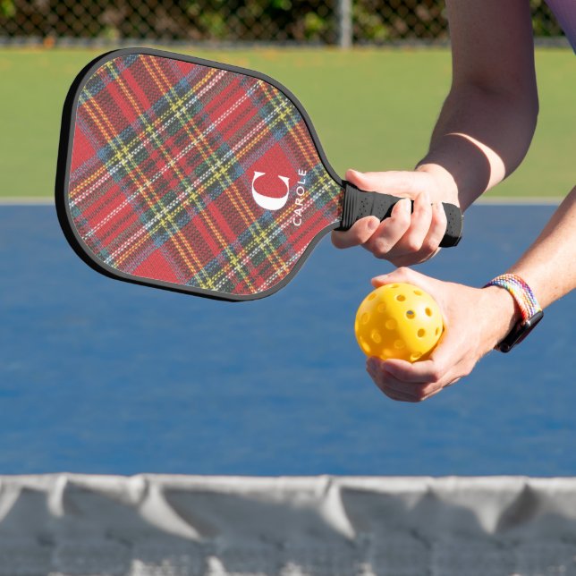 Raquette De Pickleball Nom Initiales sur Royal Stewart Tartan Print, (Insitu)