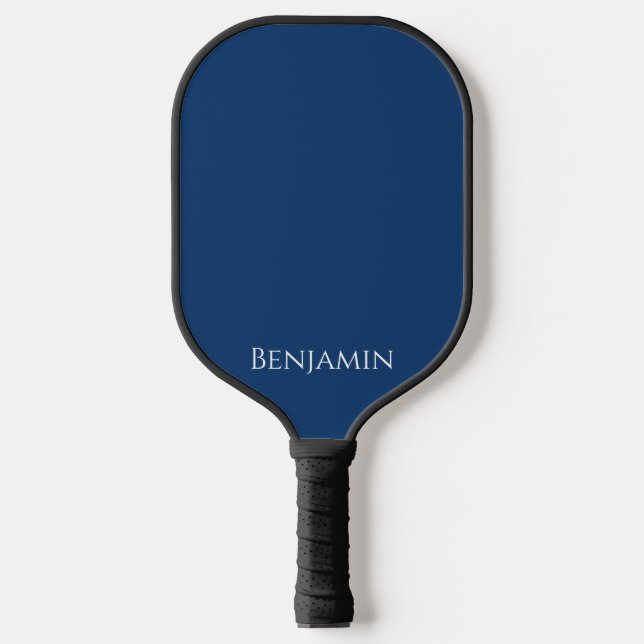 Raquette De Pickleball Nom moderne minimal en bleu et blanc marine (Recto)
