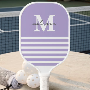 Raquette De Pickleball Nom Monogrammé Lavande Pastel Préparé Moderne