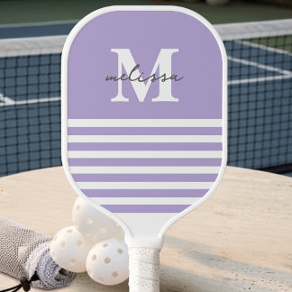 Raquette De Pickleball Nom Monogrammé Lavande Pastel Préparé Moderne